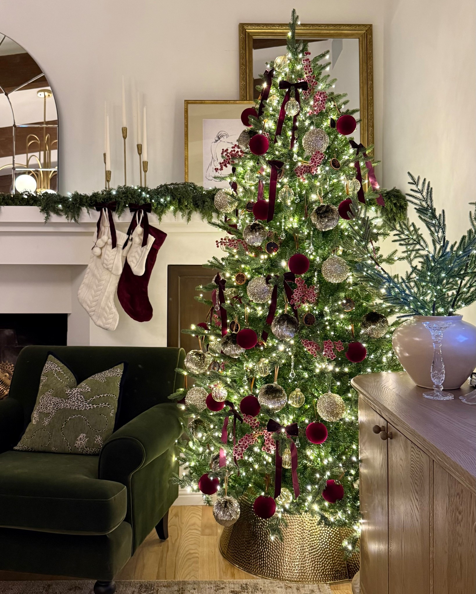 Christmas tree and living room holiday decor is up! Loving the burgundy color trend this year!

#LTKStyleTip #LTKHome #LTKHoliday