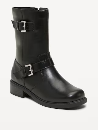 Faux-Leather Side-Zip Boots for Girls | Old Navy (US)