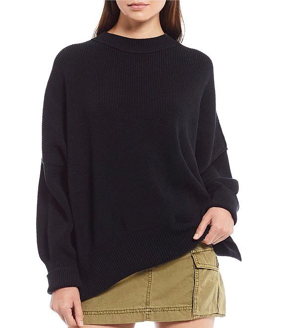 Easy Street Ribbed Knit Crew Neck Long Dropped Shoulder Volume Sleeve Sweater | Dillard's