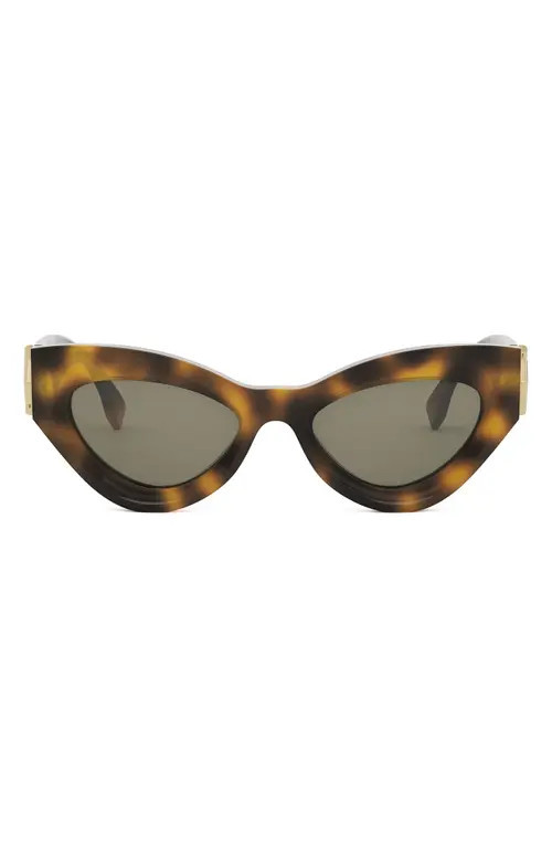 Fendi FF Diamonds 52mm Cat Eye Sunglasses in Blonde Havana /Green at Nordstrom | Nordstrom