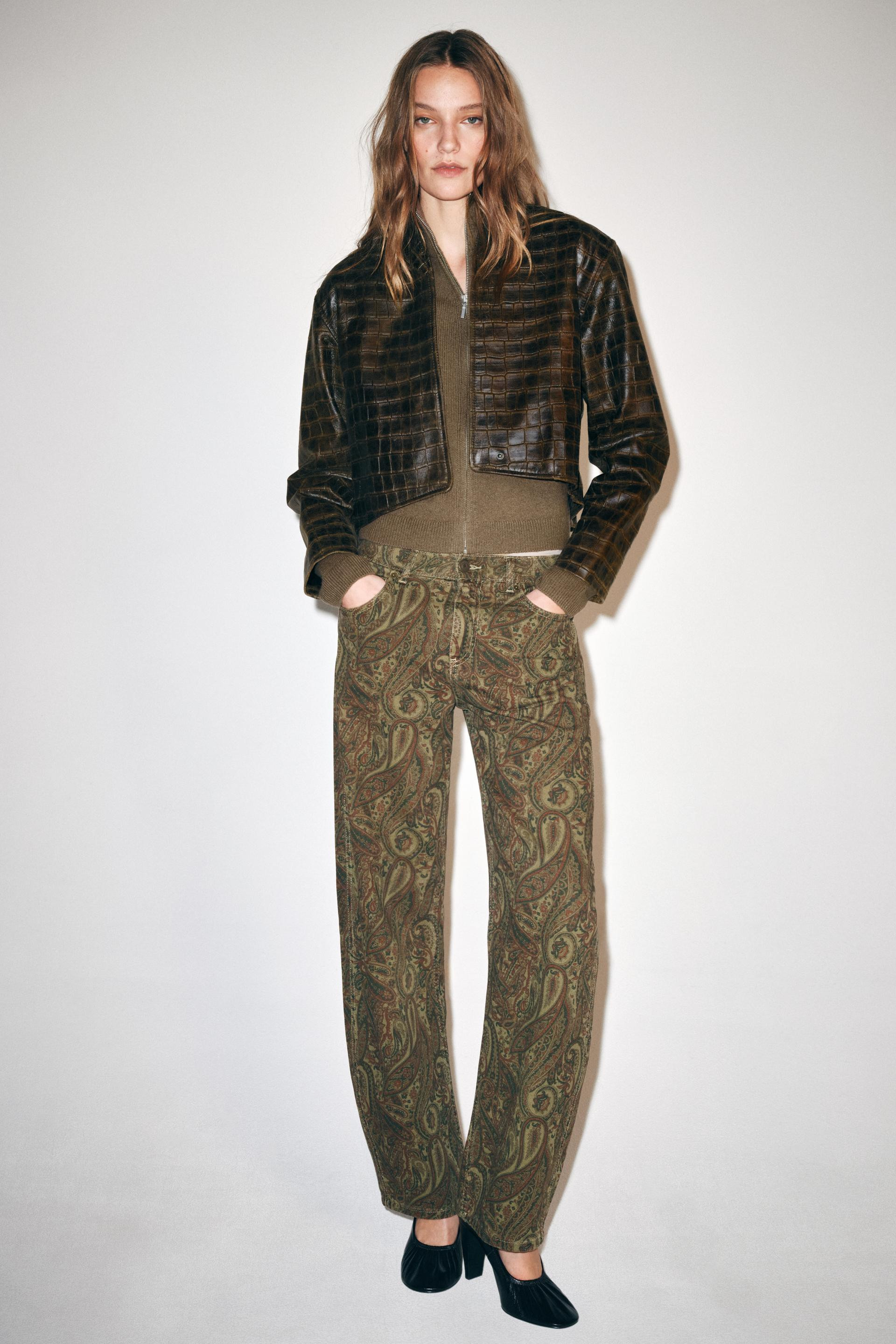 Zara - Zw Collection 100% Leather Distressed Cropped Jacket - Brown - Xs - Woman | Zara US