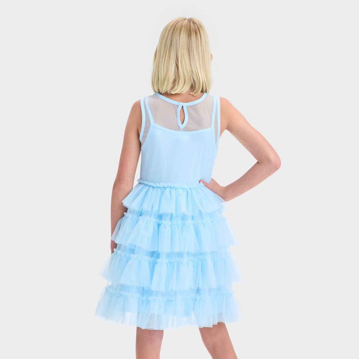 Girls' Sleeveless Embroidered Bodice Tiered Skirt Dress - Cat & Jack™ Blue | Target