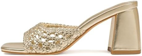 Mattiventon Heeled Sandals for Women Slide Sandals Square Open Toe Mules Chunky Heels Slip On Sum... | Amazon (US)