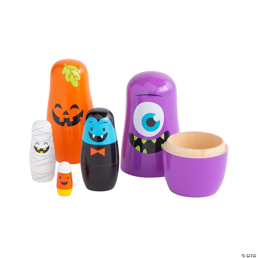 1" - 5" Wood Halloween Monster Nesting Characters Dolls - 5 Pc. | Oriental Trading Company