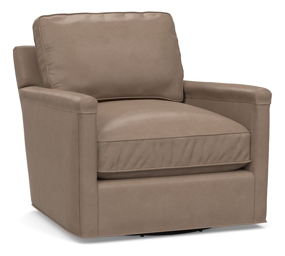 Tyler Square Arm Leather Swivel Armchair | Pottery Barn (US)
