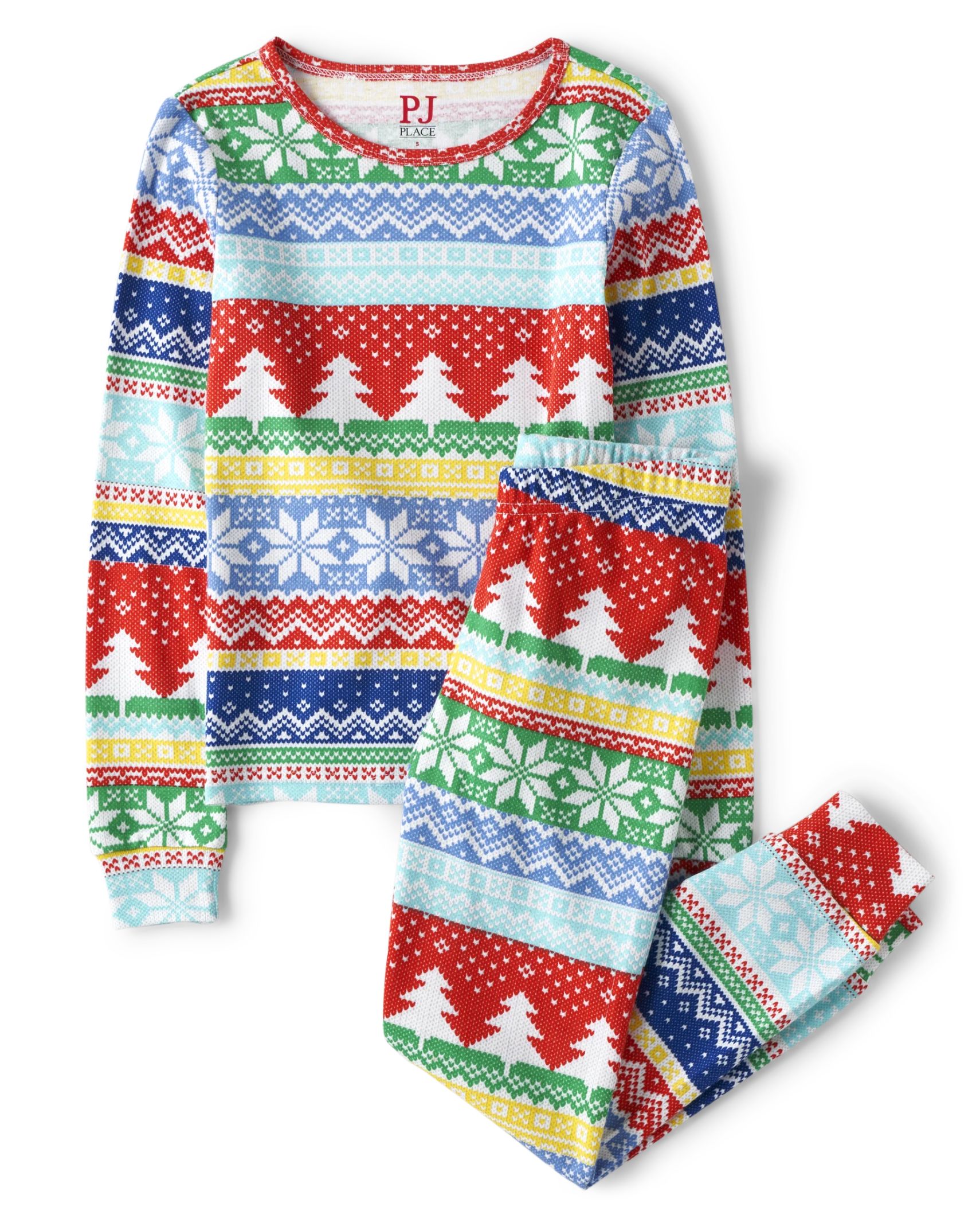 Unisex Kids Matching Family Christmas Fairisle Snug Fit Cotton Pajamas - white | The Children's Place