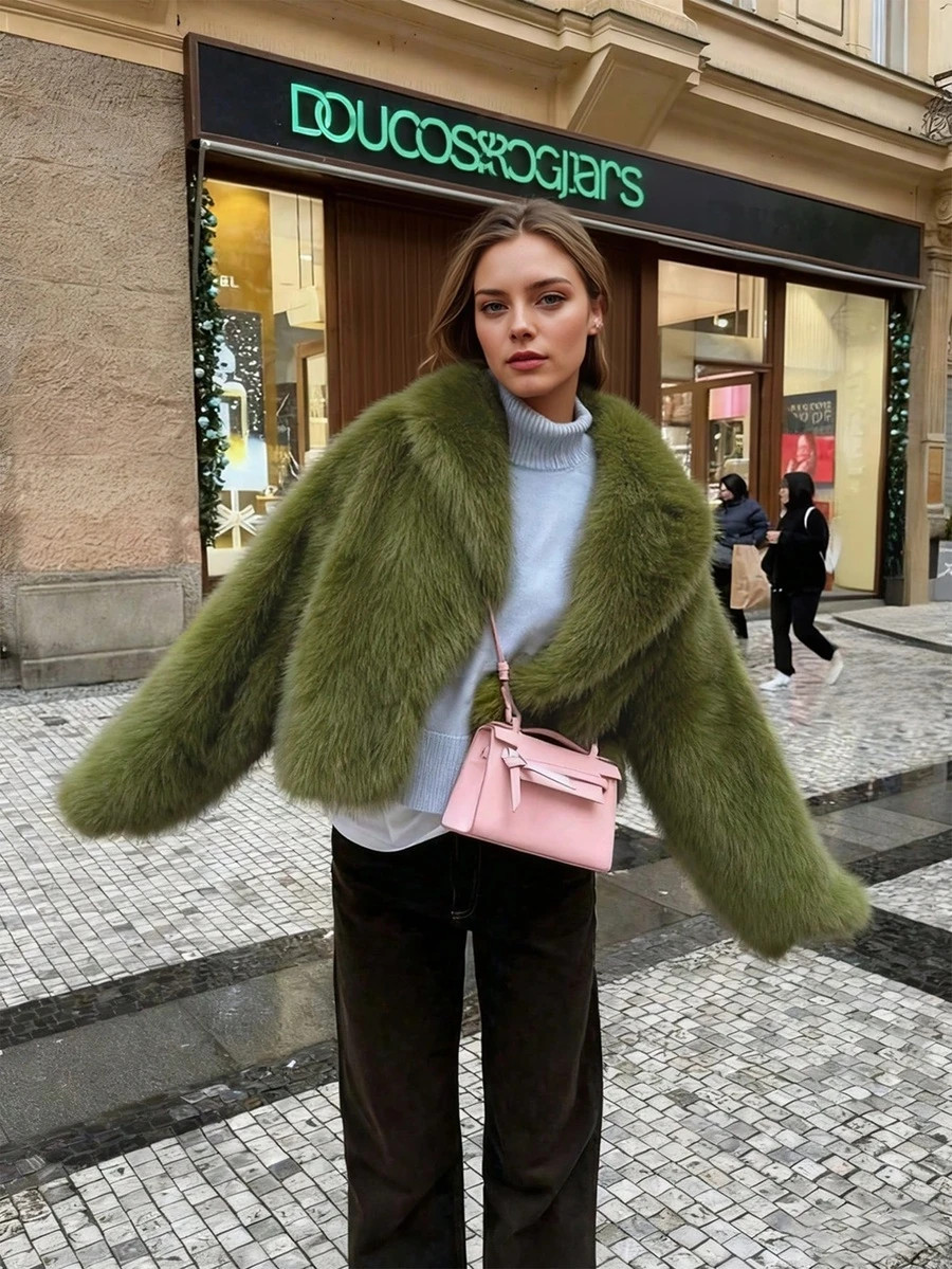 Christmas Women's Vintage High-End Faux Fur Short Jacket, Loose Version Fashion Tops For Autumn/W... | SHEIN