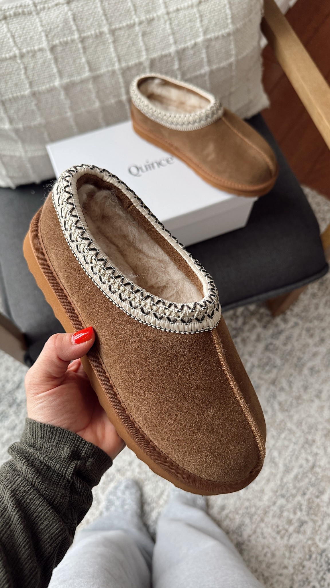 My favorite clogs FINALLY restocked, so I snagged them in a second color. 👏🏼

You guys, these are SO good! My favorite Quince purchase to date.

I bought grey last year, and I wear them constantly throughout the year! They’re comfortable and so well made - the sole is sturdy and the fur on my first pair is still intact despite countless wears (although not as fluffy of course). They’re great to wear as slippers, but I’ve worn mine as shoes. They pair well with lounge sets and casual jeans outfits. 

For under $60, you can’t beat them. They’re made of suede leather upper and 100% Australian shearling. They’re come in 3 colors and are true to size. 

Linking here! ♥️

#LTKgrwm #LTKPetite #LTKmomlife