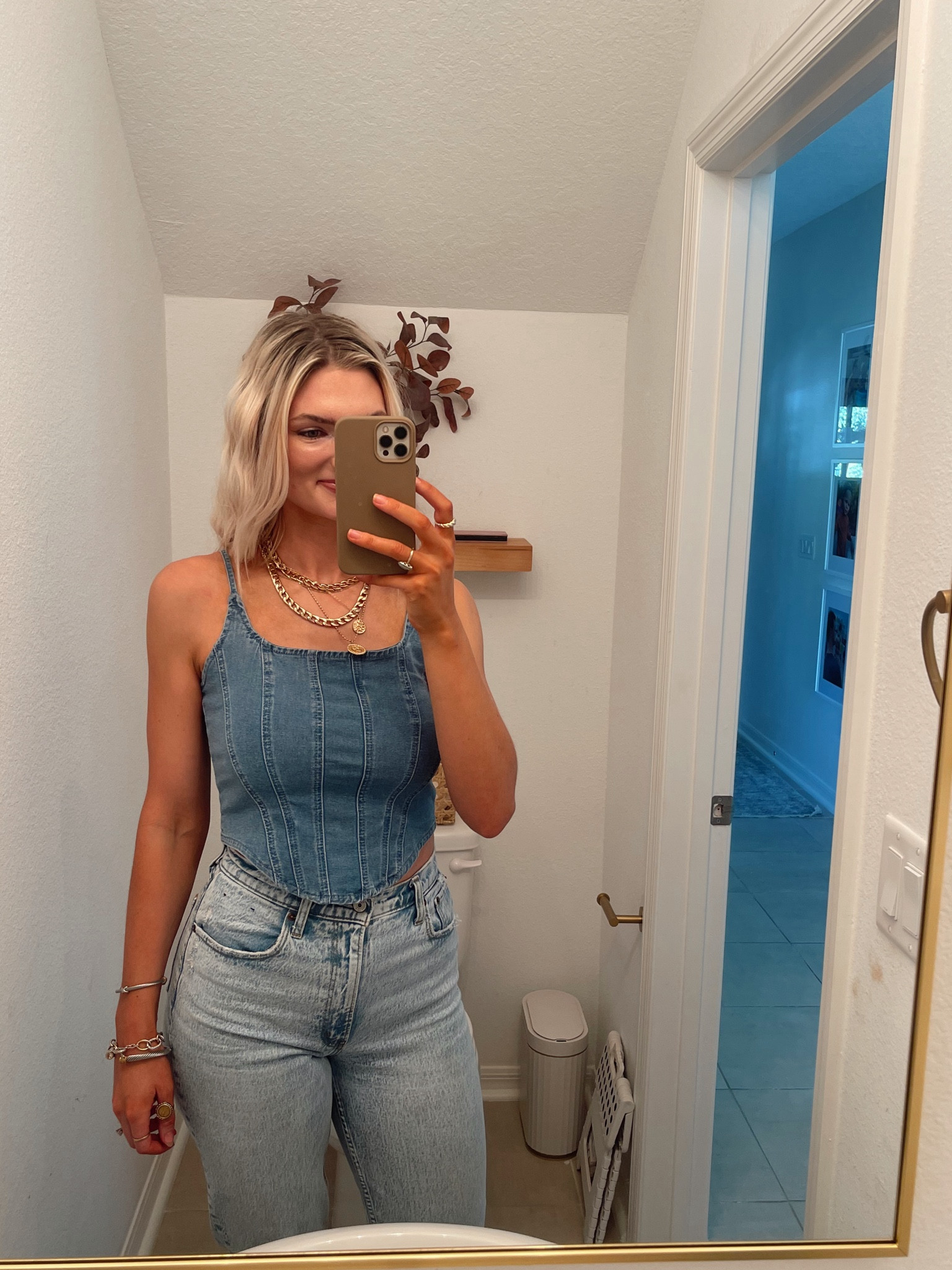 Obsessed with this denim corset top! The perfect neutral tank top! Would be so cute for a country concert outfit too. Such a good fit. Wearing a medium. Has a zipper all the way up the back but it has some stretch so I just pull it over my head! 

Walmart cowgirl boots are the best! Comfortable, affordable and so cute. Love the monochromatic look of these. True to size. 

#LTKFindsUnder50 #LTKStyleTip