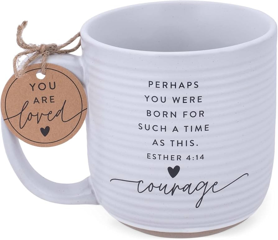 Lighthouse Christian Products Courage Hold Onto Hope Rib Textured White 20 Ounce Ceramic Mug | Amazon (US)