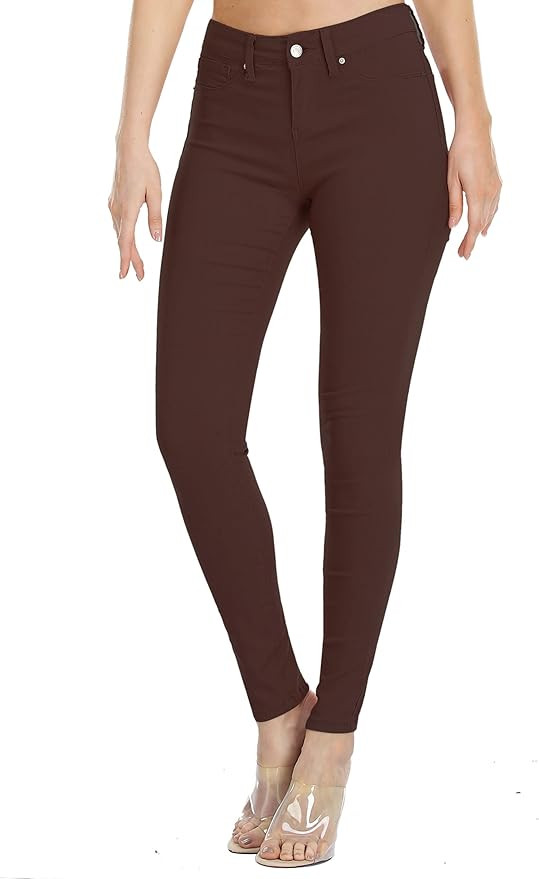 WAYRUNZ Womens Hyper Ultra Stretch Comfy Pants Colored Mid-Rise Skinny Jean Juniors Jegging | Amazon (US)