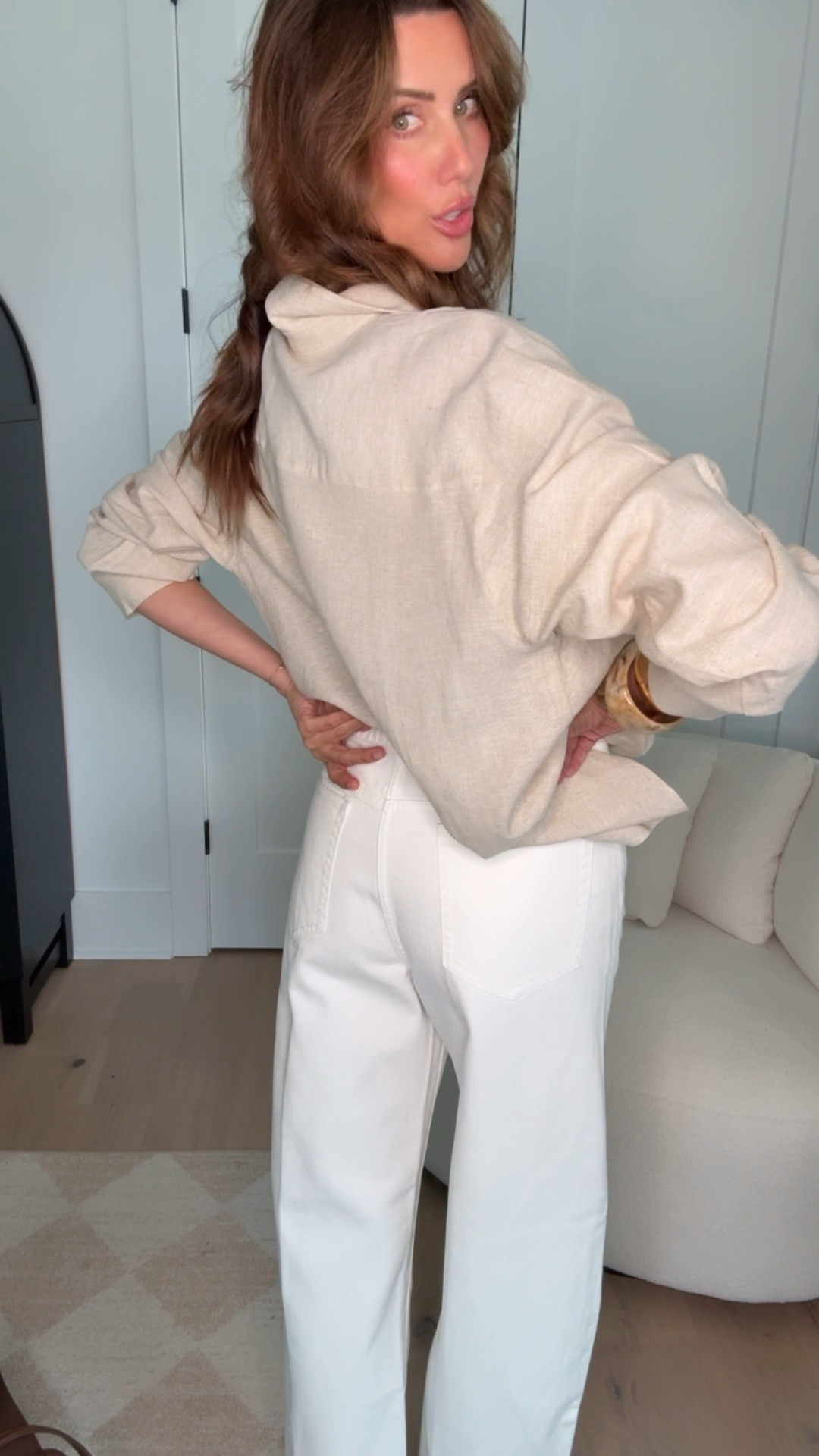 linen blouse + eyelet denim 

#LTKgrwm #LTKootd