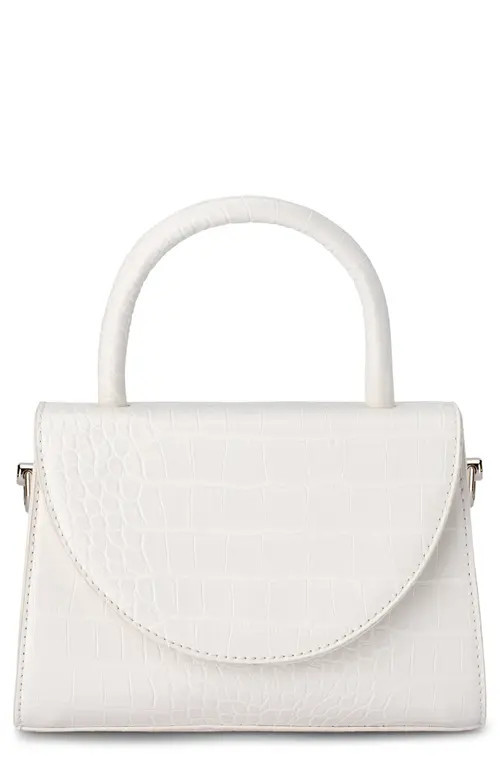Olga Berg Nadia Croc Embossed Faux Leather Top Handle Bag in White at Nordstrom | Nordstrom