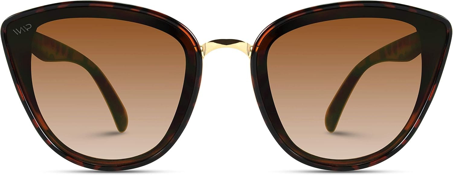 WearMe Pro - Classic Women Oversized Metal Frame Elegant Mirrored Lens Cat Eye Sunglasses | Amazon (US)