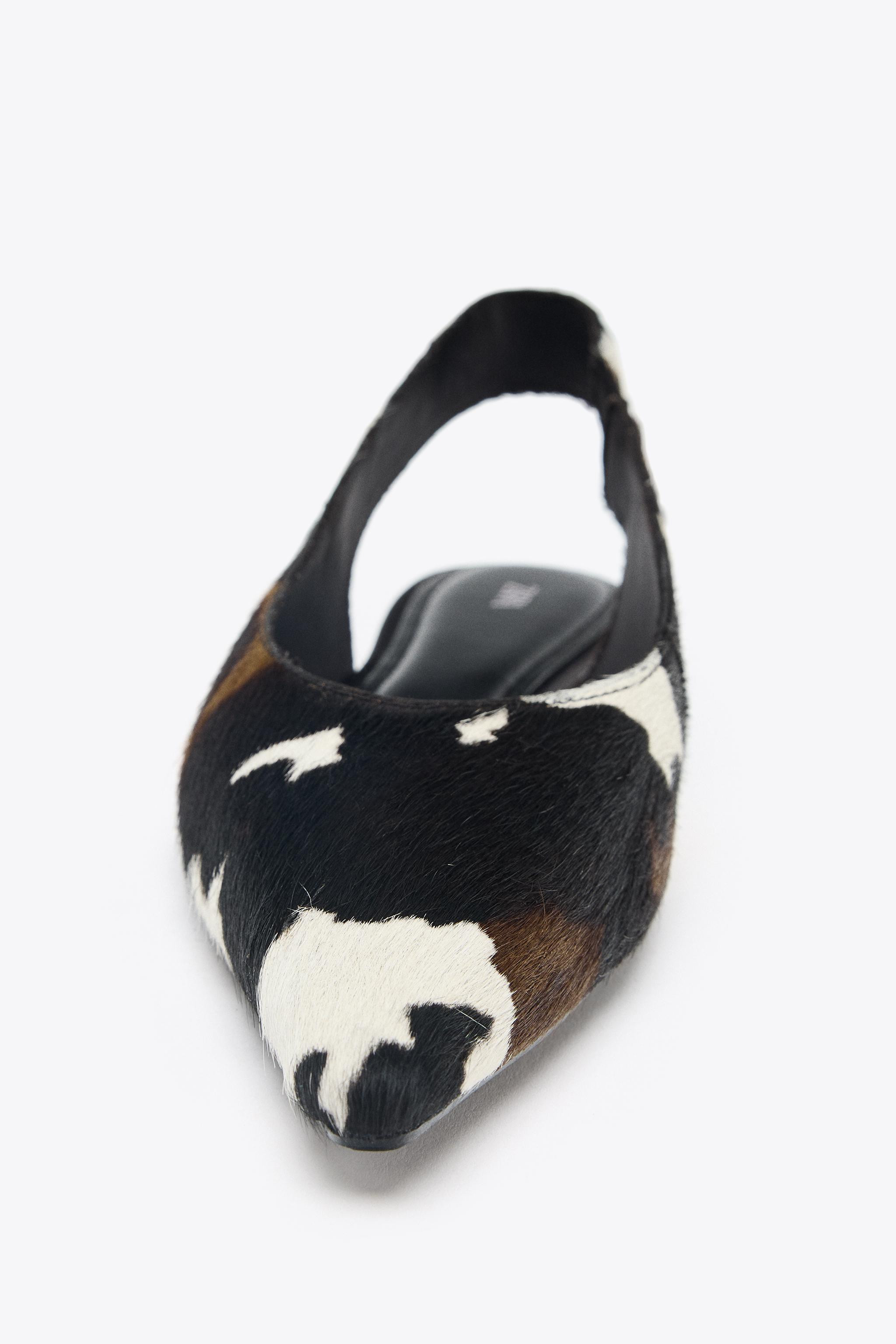 LEATHER SLINGBACK BALLET FLATS | Zara UK