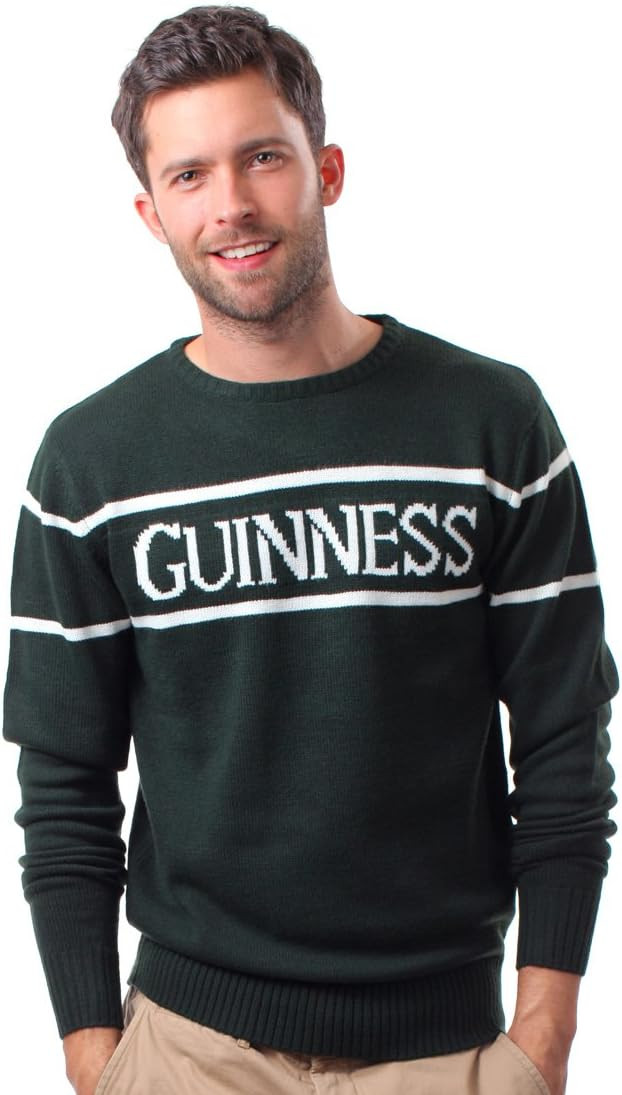 Guinness Official Men's Knit Jumper With White Text, Bottle Green | Amazon (US)