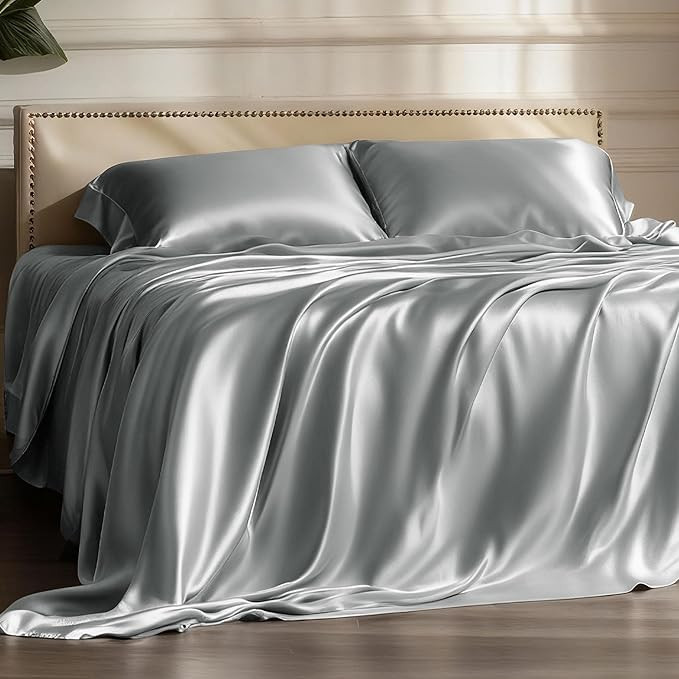 Bedsure Satin Sheets King Size - 4 Piece Silky Bedsheets with 15 Inches Deep Pocket Fitted Bedshe... | Amazon (US)