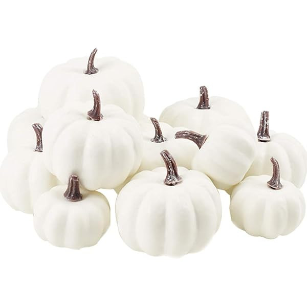 Ogrmar 12 Pack Artificial Assorted Pumpkins, Mini Fake Pumpkins Artificial Vegetables for Halloween, | Amazon (US)
