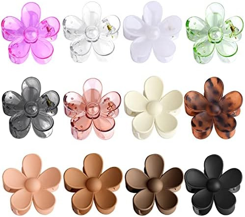 Flower Claw Clips 12 PCS Hair Claw Clips for Women Thick Hair, Large Daisy Hair Clips Cute Big Ha... | Amazon (US)