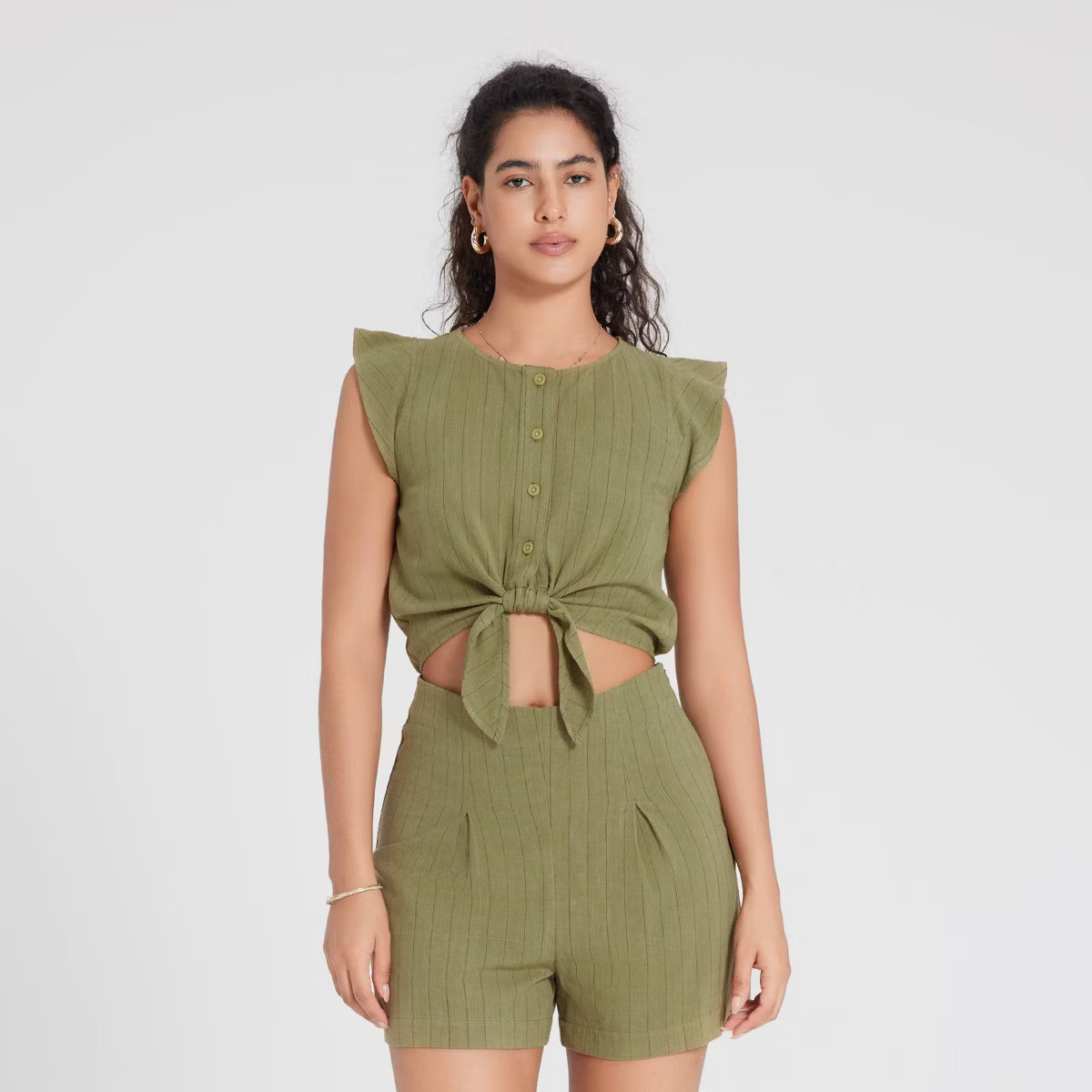 Women's Cap Sleeve Tie-Front Romper - Universal Thread™ | Target