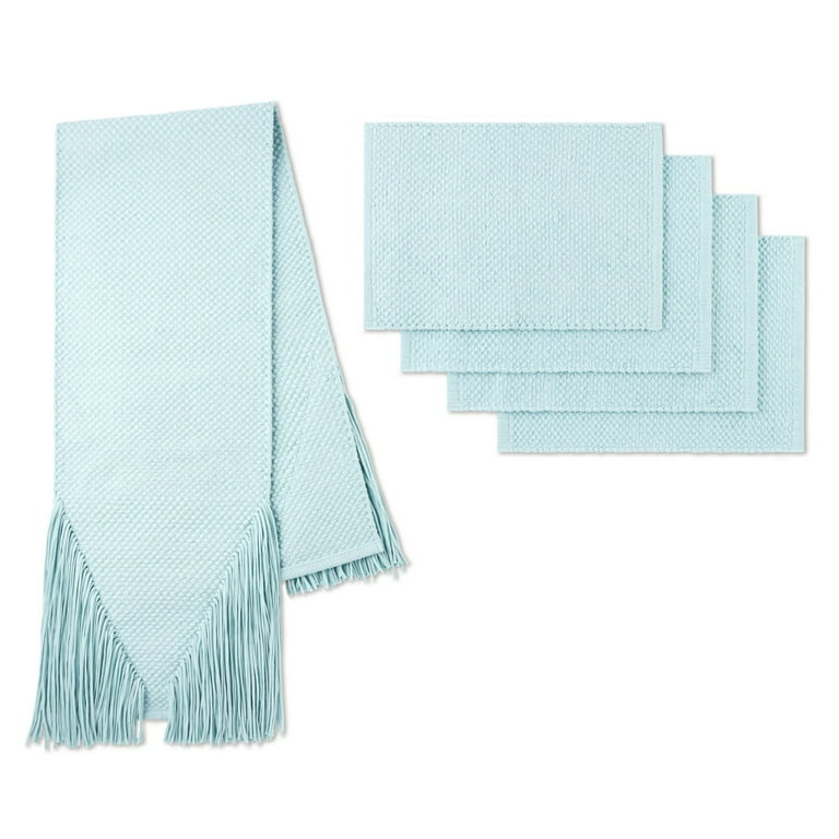 Wanda June Home Fringe Table Runner and 4 Piece Placemat Set by Miranda Lambert, Light Blue, 14"x... | Walmart (US)