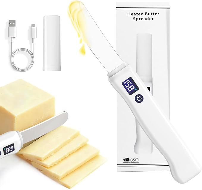 Heated Butter Knife, Electric Butter Spreader with Smart LED Display & 2 Heat Settings (131°F/15... | Amazon (US)