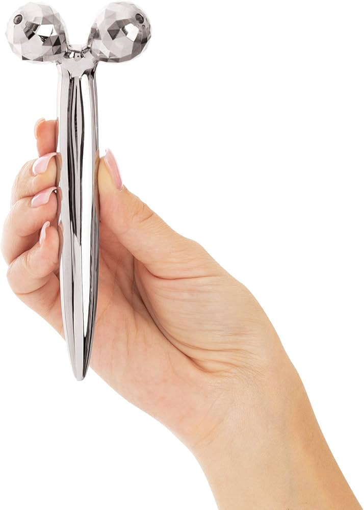 Plum Beauty Contouring Face Roller - Skin Care Face Massager Tightens & Tones Skin Appearance, Improves Complexion, and Reduces Aging & Wrinkles, Silver | Amazon (US)