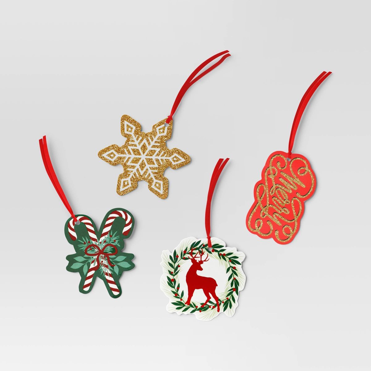 16ct Deer/Snowflake/Candy Cane Christmas Gift Tag Red/Green/Gold - Wondershop™ | Target