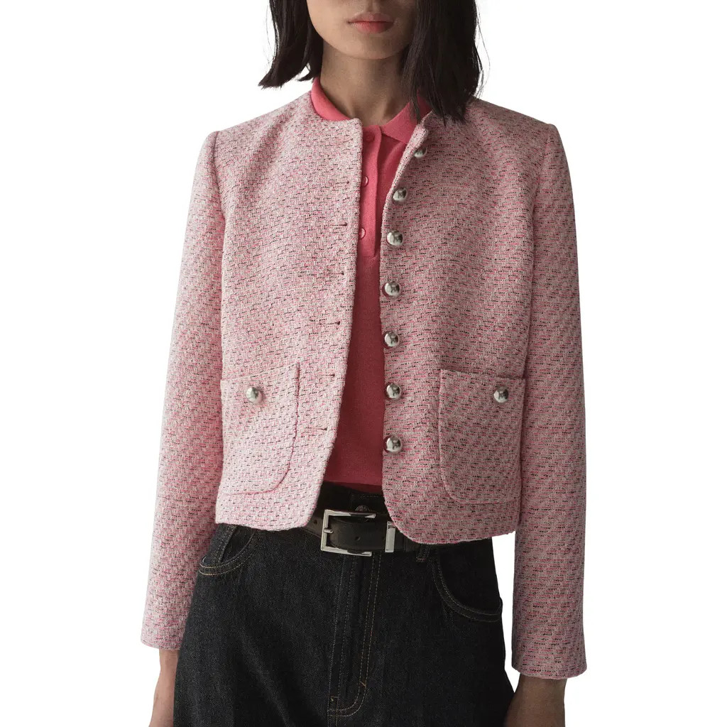 MANGO Tweed Jacket in Pink at Nordstrom Rack, Size Small | Nordstrom Rack
