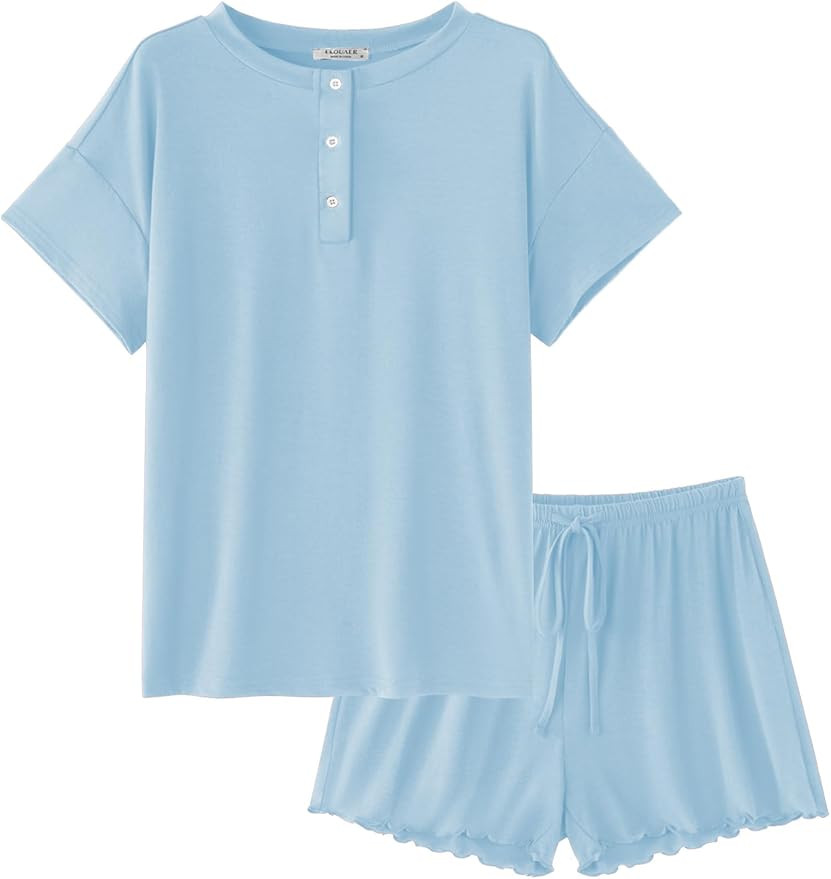Ekouaer Womens Pajama Sets 2 Piece Pjs Short Sleeve Lounge Set Soft Comfy Sleepwear Loungewear S-... | Amazon (US)