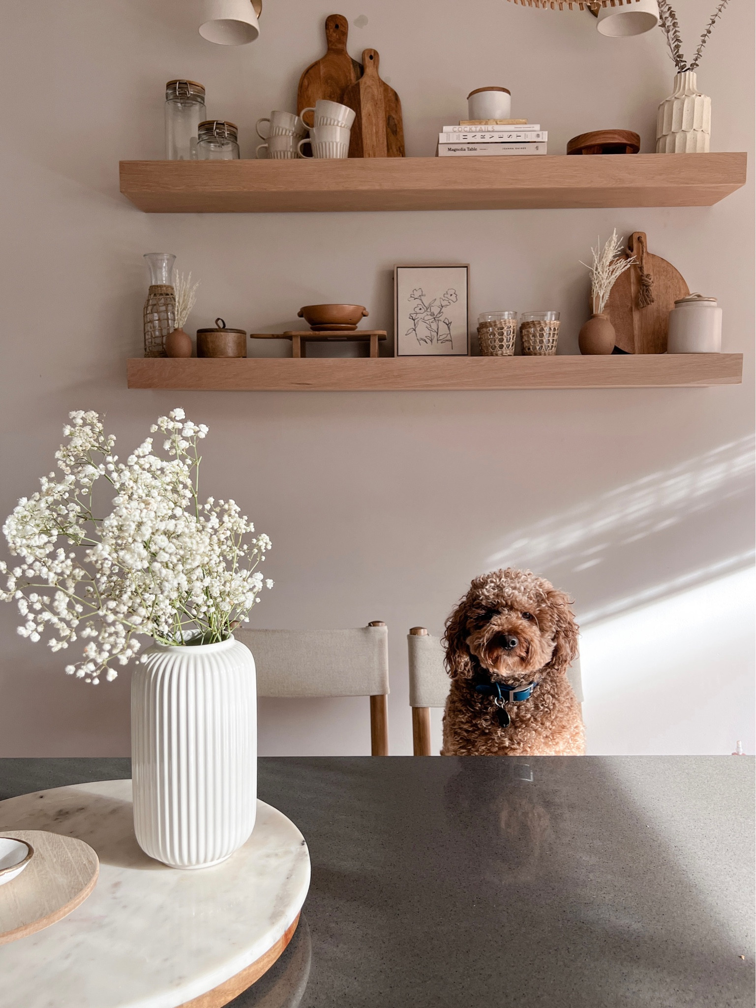 Monday mornings 🤍 kitchen shelves, floating shelves, kitchen decor, shelf styling, fluted vase 

#LTKFind #LTKhome