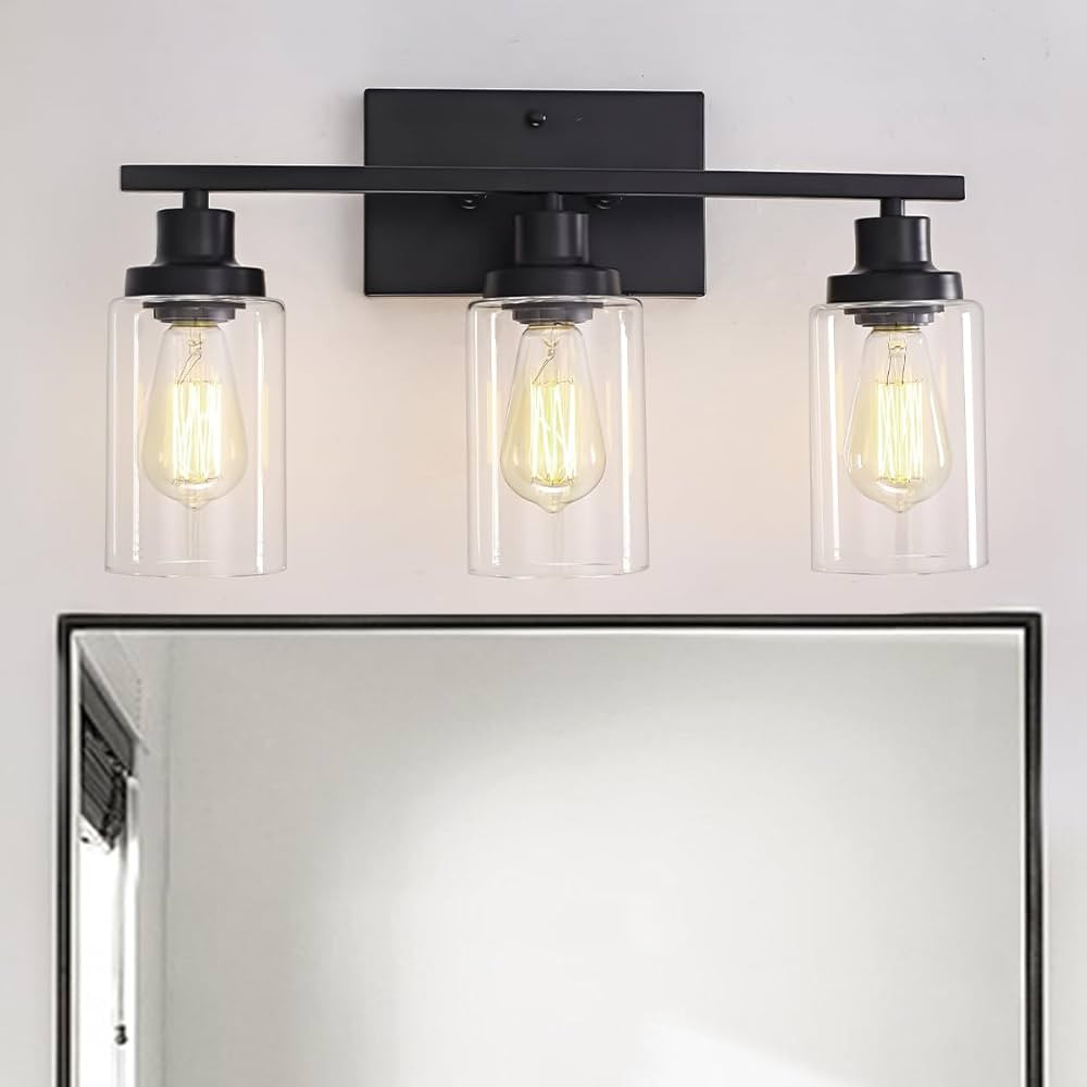 GZBEINI Vanity Lights Fixture for Bathroom Black Vanity Lighting Fixture Above Mirror, 3 Light Ma... | Amazon (US)