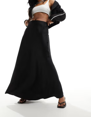 NA-KD satin maxi skirt in black | ASOS (Global)