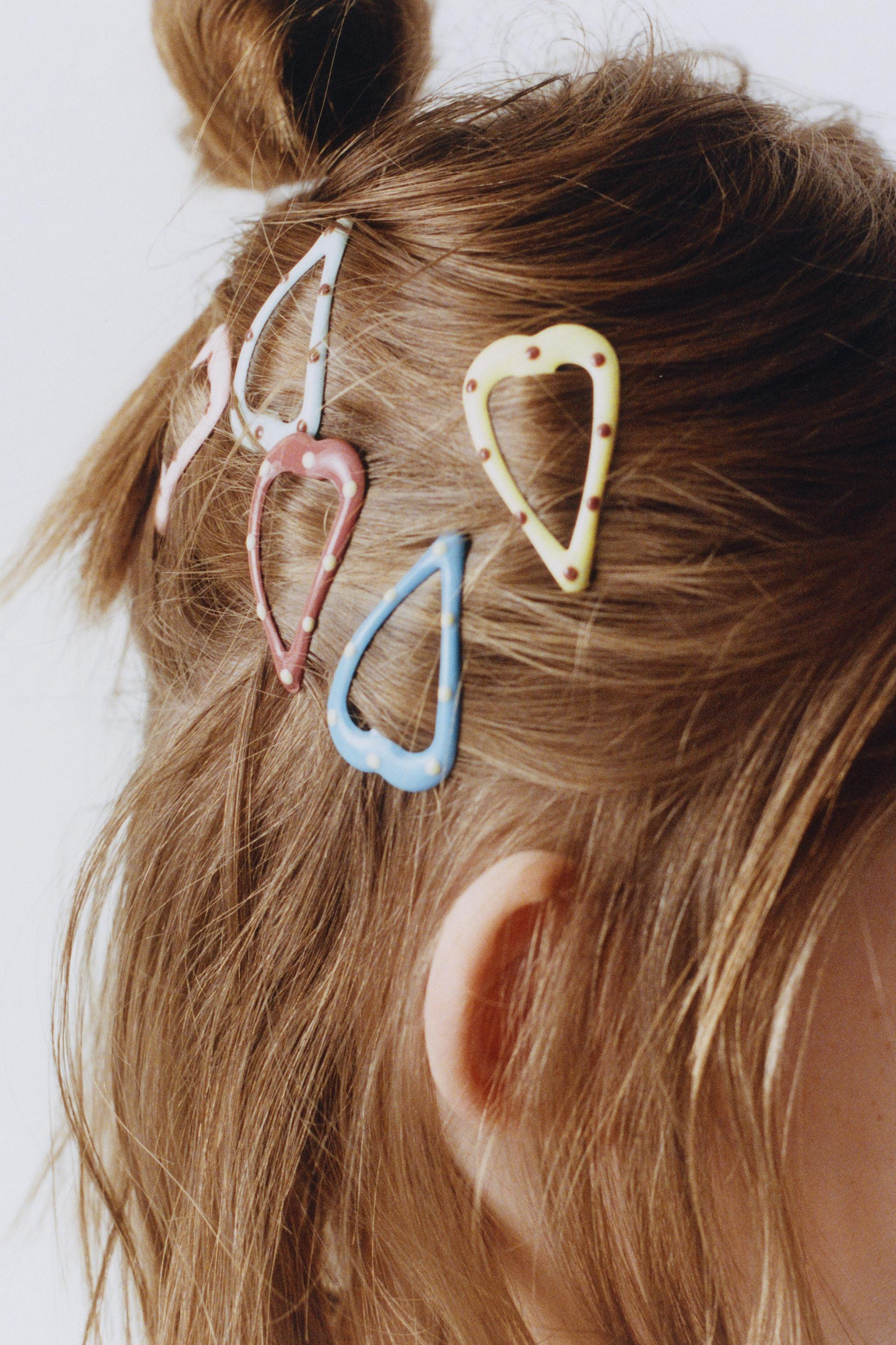 PACK OF FIVE HEART POLKA DOT CLAW CLIPS | Zara US