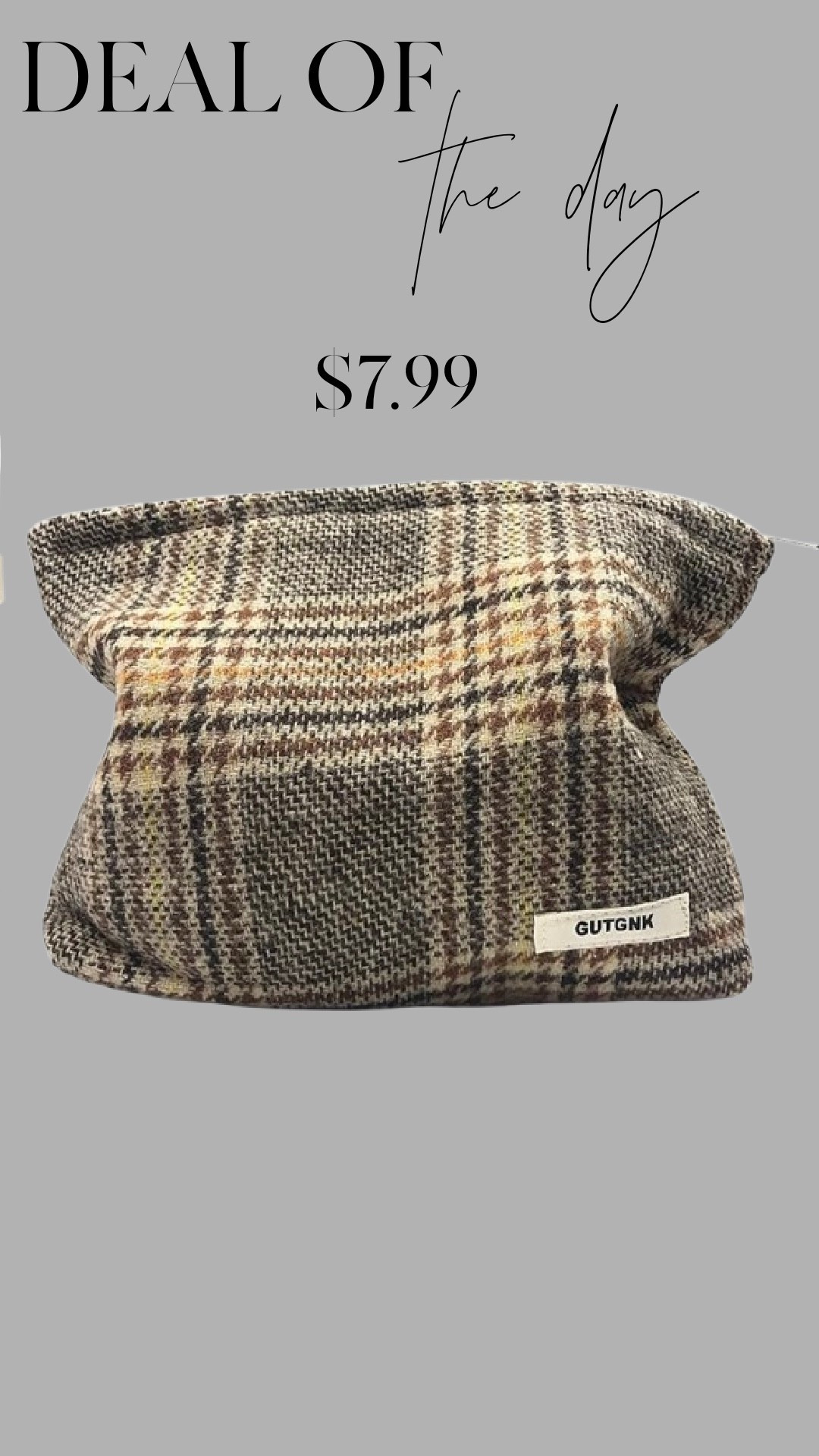 Deal of the day 🤍 This neutral plaid clutch looks way more expensive than it is. Only $7.99 and perfect for gifting, travel, or tossing inside a larger bag.

#LTKGiftGuide #LTKTravel #LTKFindsUnder50