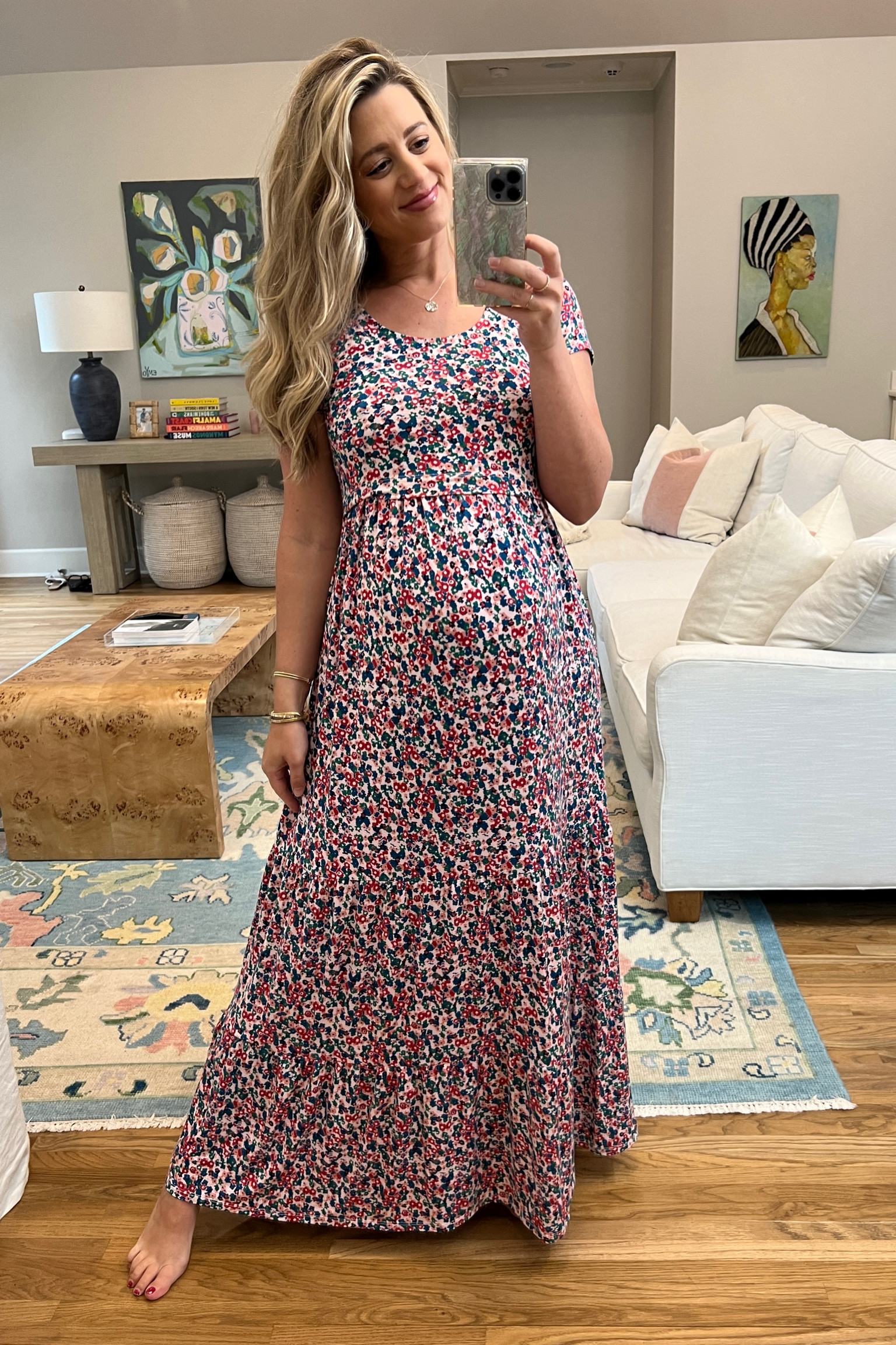 The most comfy maxi dress the 3rd trimester has ever seen😍The soft, stretchy jersey material could be slept in! Lift up access for feeding is a plus🥳 #maternity #summerdresses #maternitydresses 

#LTKbump