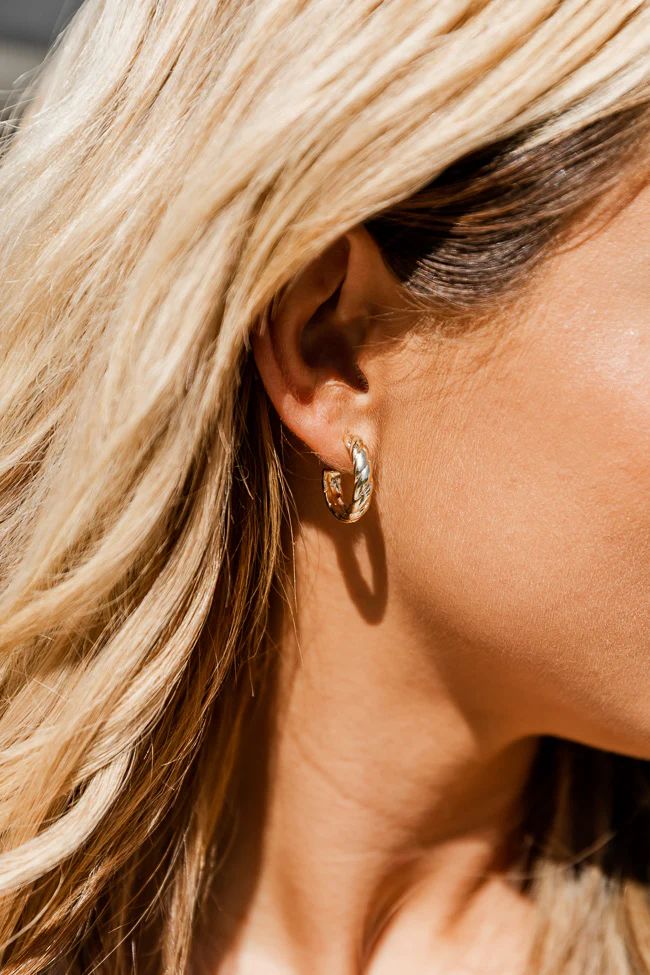 Effortless Moments Gold Textured Hoop Earrings | Pink Lily
