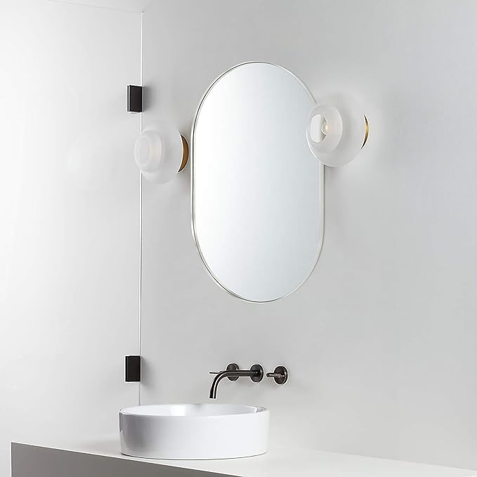 TEHOME Brushed Nickel 24x36'' Oval Mirror Brushed Silver Capsule Pill Shaped Bathroom Vanity Mirr... | Amazon (US)