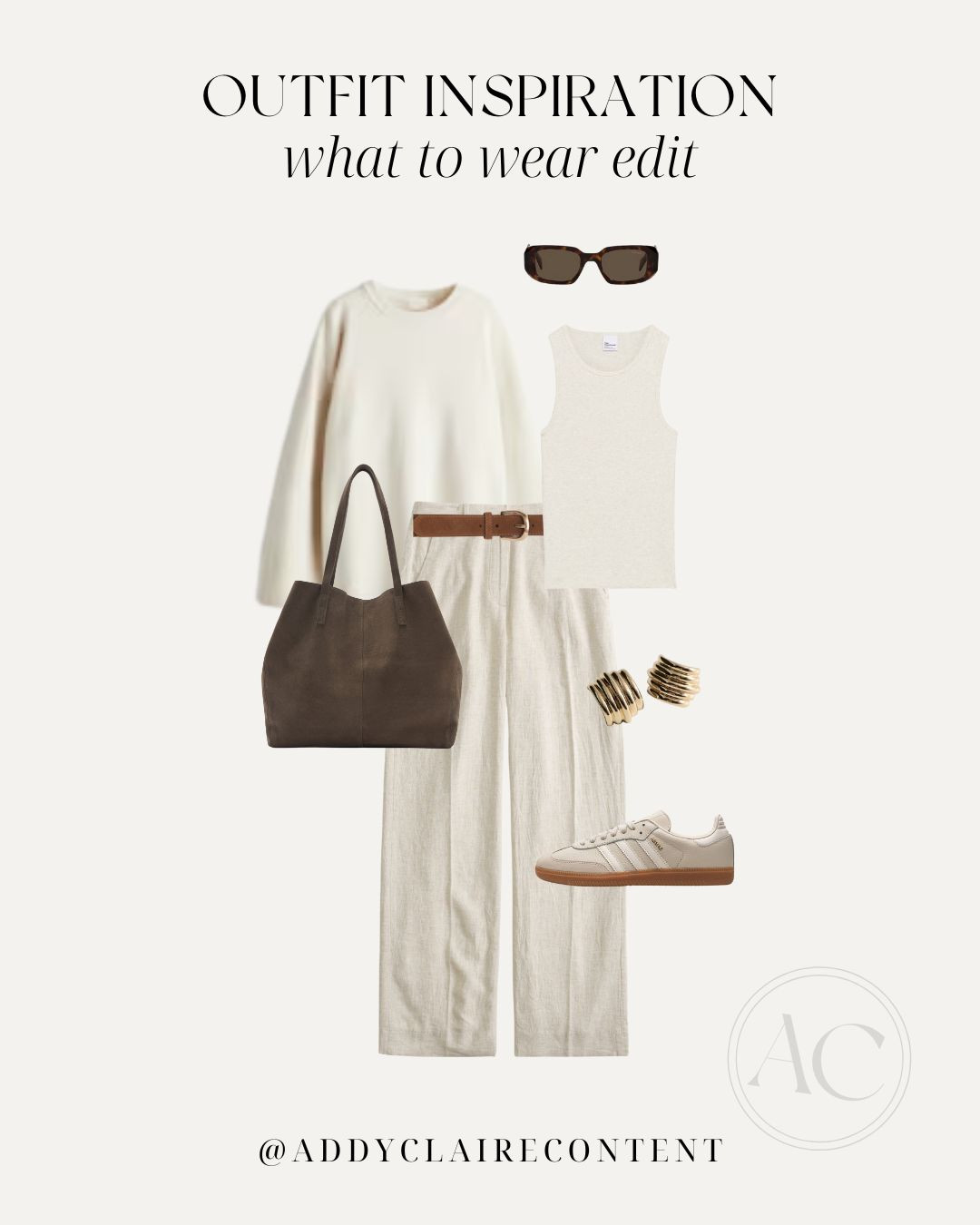 Monochrome Business Casual Outfit idea for summer and spring
Trousers/ Sneakers/ Business Casual/ Workwear/ Linen pants
#springoutfit #workwear #businesscasual #capsule #linenpants #totebag 

 #LTKSeasonal #LTKStyleTip #LTKWorkwear