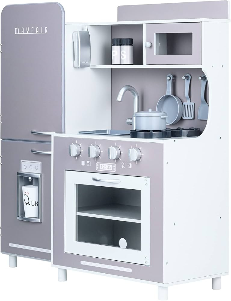 Teamson Kids Little Chef Mayfair Classic Kids Kitchen Playset with 11 Accessories, Gray | Amazon (US)