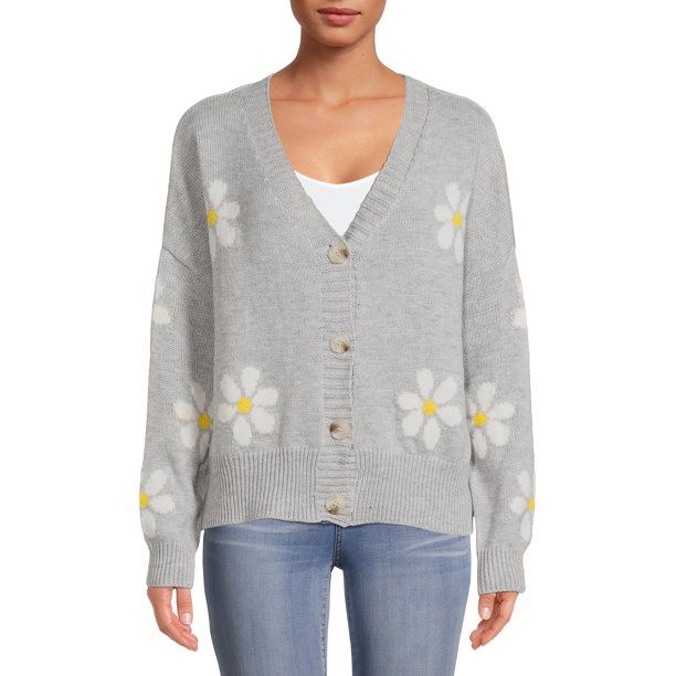 Just Polly Juniors' Daisy Button-Up Cardigan Sweater - Walmart.com | Walmart (US)