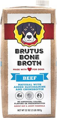 Brutus Broth Beef Bone Broth Hip & Joint with Glucosamine Dog Food Topper, 32-oz box | Chewy