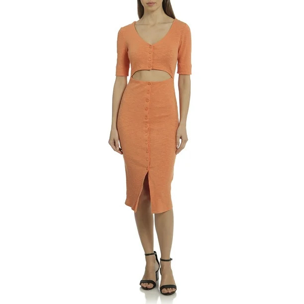 Bagatelle.NYC Women's Juniors Cutout Rib Knit Midi Dress - Walmart.com | Walmart (US)