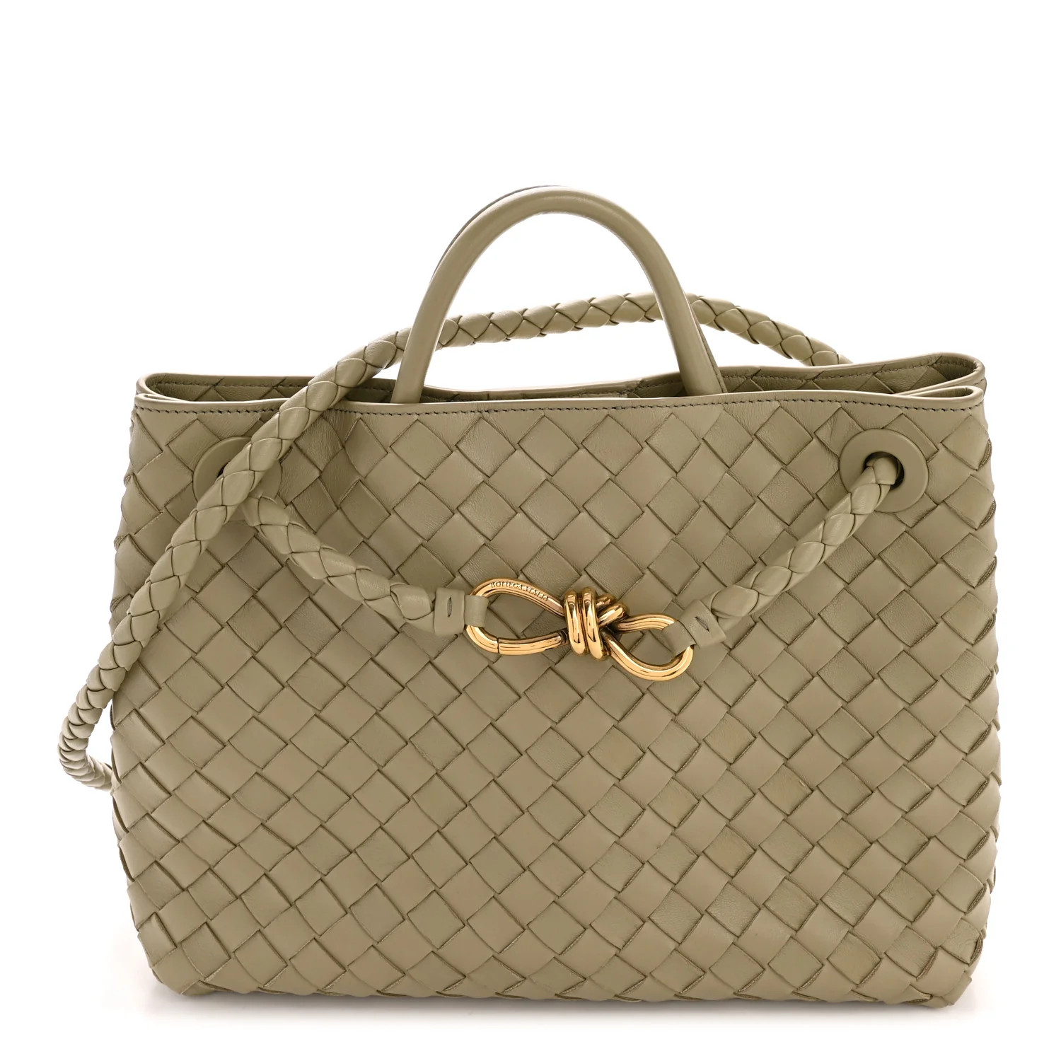 Nappa Intrecciato Medium Andiamo Shoulder Bag Travertine | FASHIONPHILE (US)