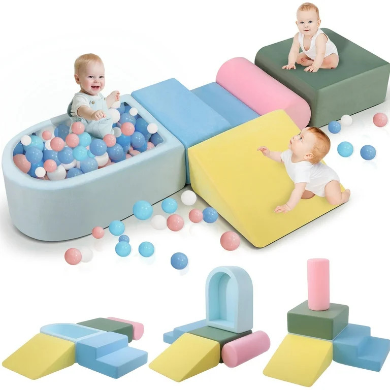 Lookfly 5-Piece Climbing Toys for Toddlers, Soft Foam Blocks with Ball Pit, Indoor Play Gym Set B... | Walmart (US)
