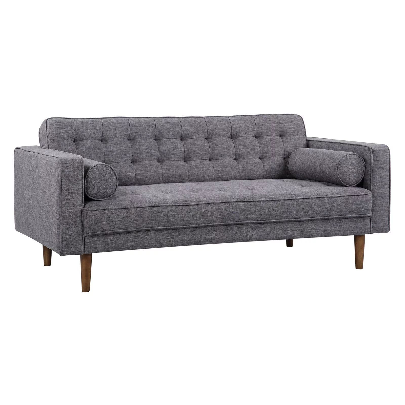 Element Mid-Century Modern Loveseat in Dark Gray Linen and Walnut Legs - Walmart.com | Walmart (US)