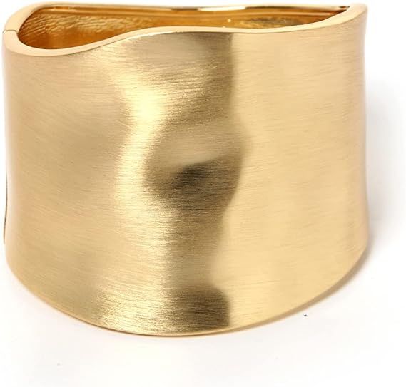 YANCHUN Gold Cuff Bracelets for Women Chunky Bangle Bracelets Hinge Gold Polished Frosted Bracele... | Amazon (US)
