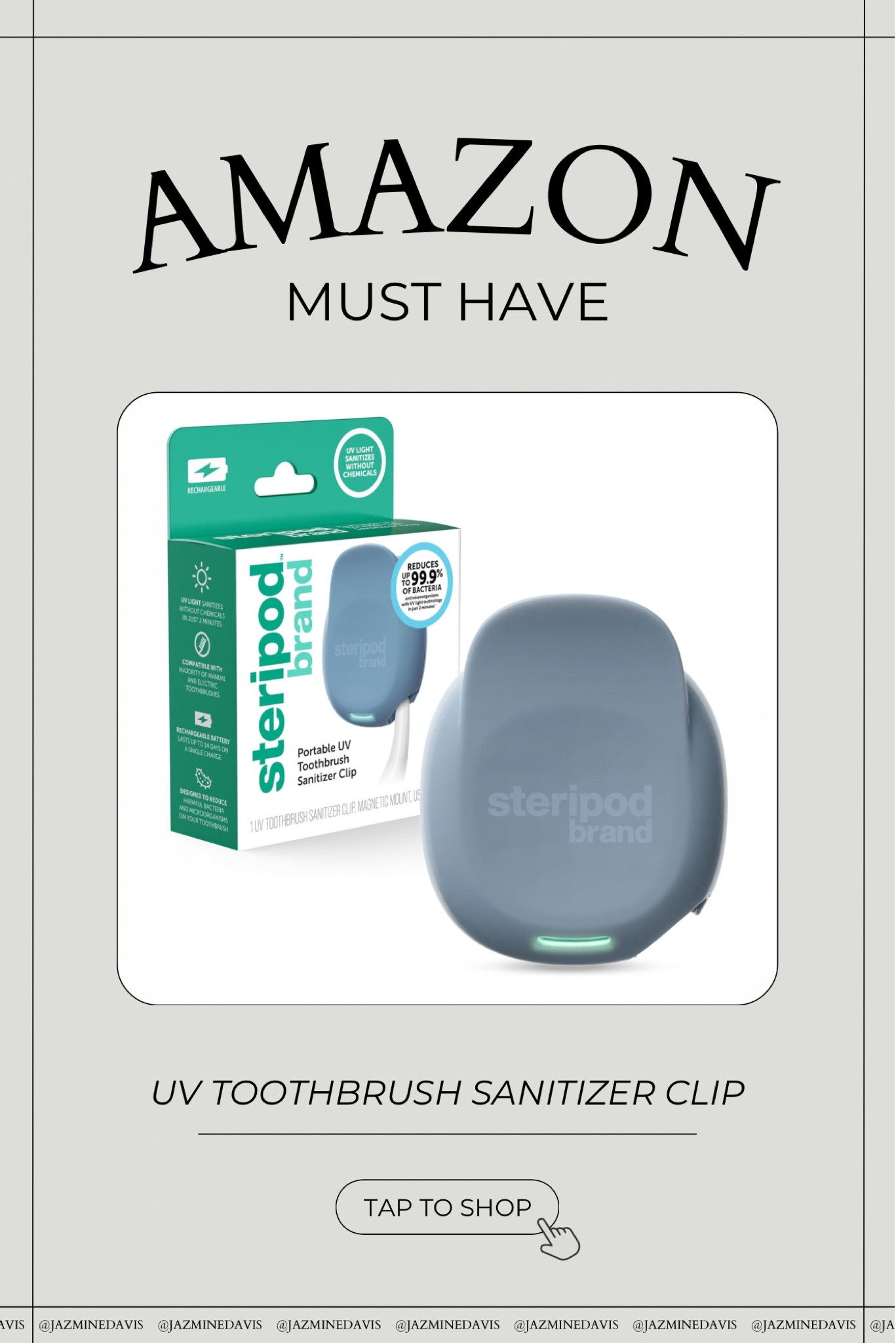 The UV toothbrush sanitizer clip is an absolute must-have for home and travel! 🦷✨ It keeps your toothbrush clean and bacteria-free, making it perfect for both everyday use and travel. This little gadget is a game-changer for protecting your toothbrush and promoting good hygiene, no matter where you are. Found it on Amazon, and it's now a part of my hygiene essentials! These are much better than the clips I’ve used in the past ✅

#TravelEssentials #HygieneFirst #WellnessJourney #HealthAndHygiene #AmazonFinds #ToothbrushSanitizer #MustHaveTravelItem #StayHealthy #CleanLiving #EverydayEssentials

#LTKFindsUnder50 #LTKTravel #LTKHome