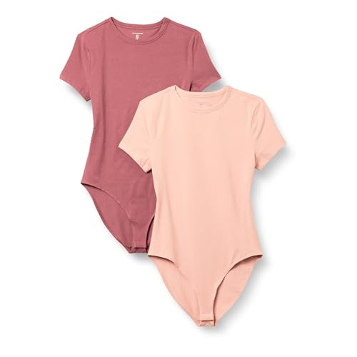 Amazon Essentials Women's Short Sleeve Stretch Cotton Jersey Slim-Fit T-Shirt Bodysuit, Pack of 2 | Amazon (US)