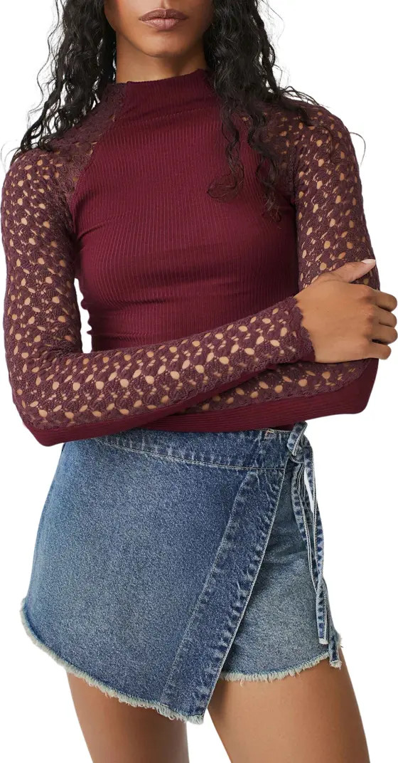 Clemente Mixed Media Stretch Cotton Top | Nordstrom